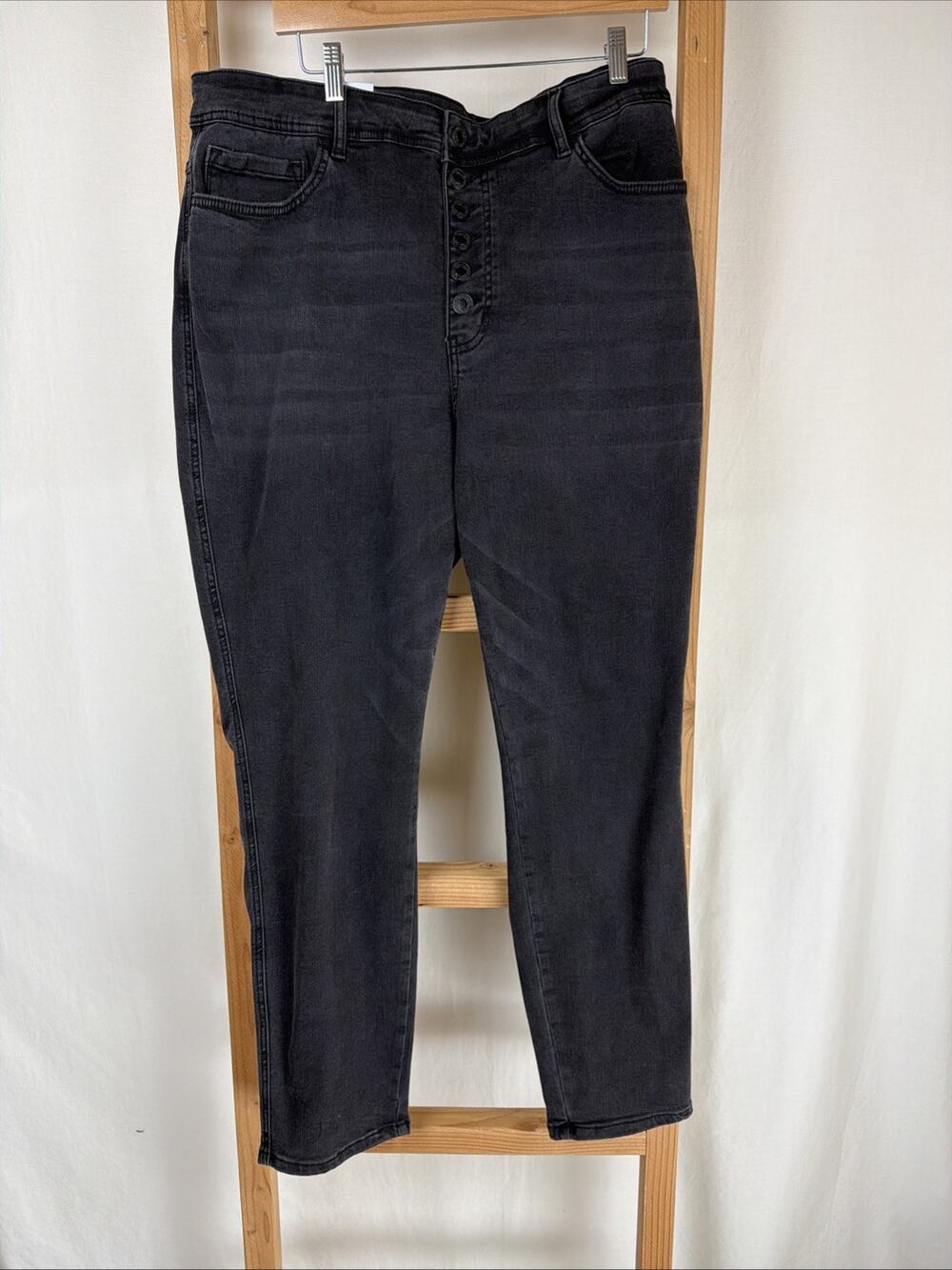 NWT Flying Monkey Vervet Haylie Black Button High Rise Skinny Jeans #0852 SZ 23